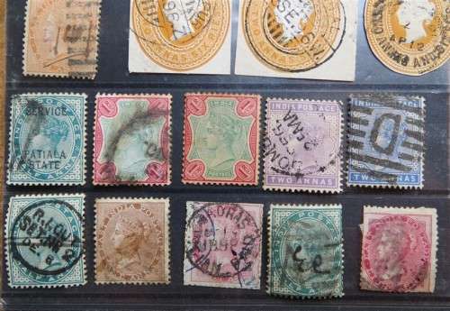 India Victorian Postage Stamps on Card - 1 Bid for All