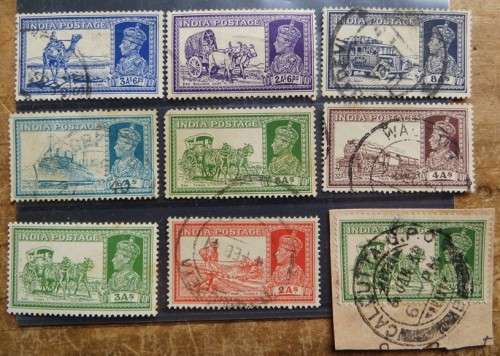 Early India Postage Stamps on Card - 1 Bid for All