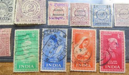 Early India Postage Stamps on Card - 1 Bid for All
