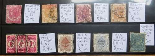 Early GB + SA Postage Stamps on Card - 1 Bid for All - R700+