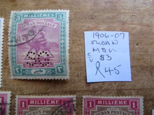 1906-09 Sudan Stamps + Perfins - R145,00
