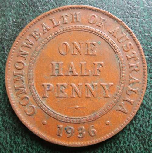 1936 Australia Half Penny 1/2d