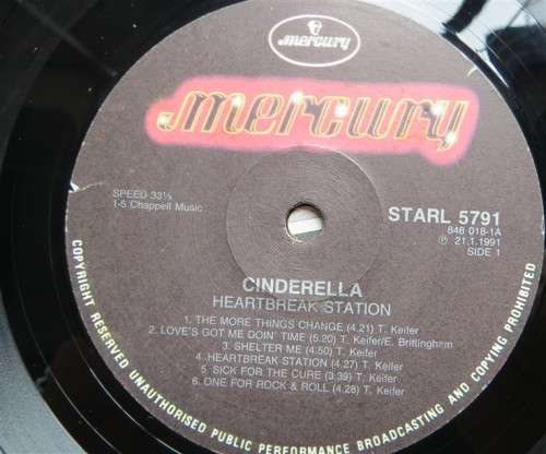 Cinderella Heartbreak Station Vinyl LP - VG