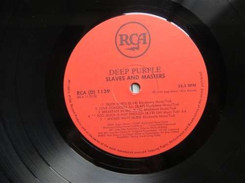 Deep Purple Slaves & Masters Vintage Vinyl LP - Very Good Condition - see pics