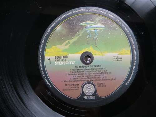 Def Leppard on through the Night Vintage Vinyl LP Very Good Condition