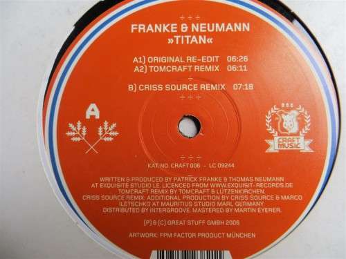 Franke & Neumann Titan - Techno House DJ Dance LP