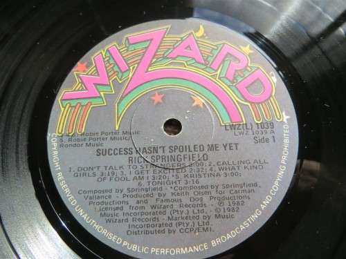 Rick Springfield - Success Hasn`t Spoiled Me Yet - Vintage Vinyl LP