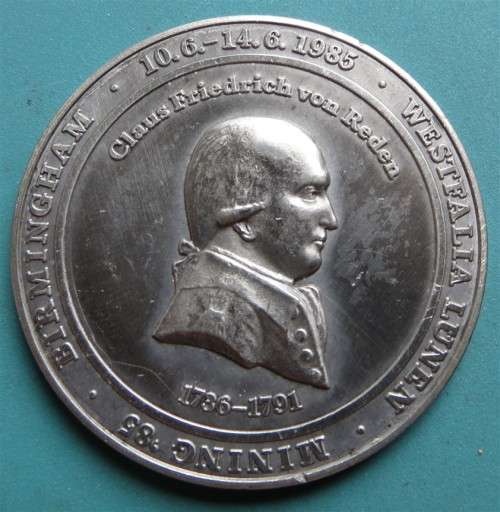 Medallion Westfalia Mining  Claus Freidrich Von Reden Birmingham 42mm