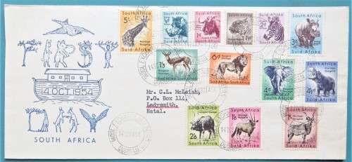 14 OCT 1954 National Parks of the Union of SA First Day Cover