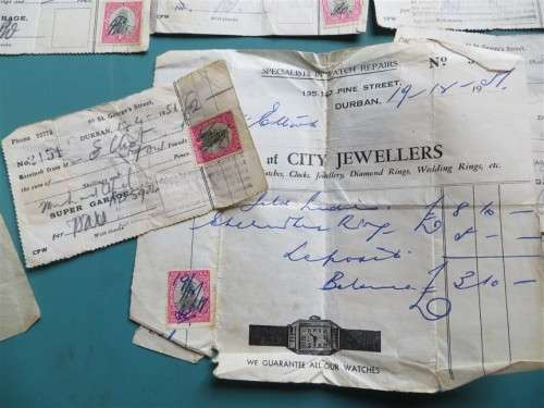 Collection of SA Old Union financial documents with Stamps - 1 Bid