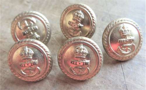 5 x Royal British Navy Buttons -  1 Bid for all