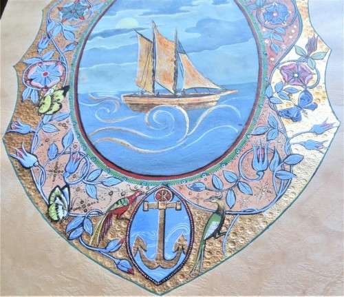2 x Embossed & Painted pieces on Artisan Paper +- 300mm x 380 mm- 1 Bid for Both
