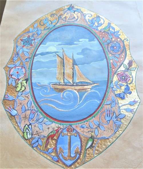2 x Embossed & Painted pieces on Artisan Paper +- 300mm x 380 mm- 1 Bid for Both