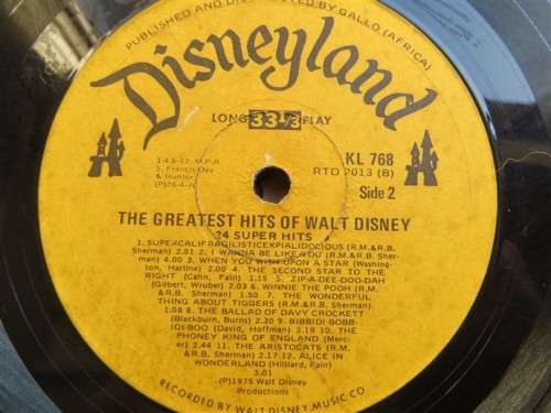 The Greatest Hits of Walt Disney Vintage Vinyl LP record - Scratched