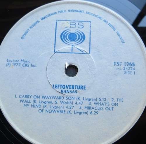 Vintage Vinyl LP - Kansas - Leftoverture