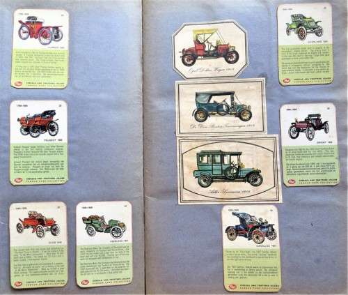Collection of Vintage Car Cards in scrapbook - see pics 1 bid for all