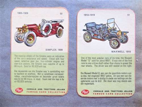 Collection of Vintage Car Cards in scrapbook - see pics 1 bid for all
