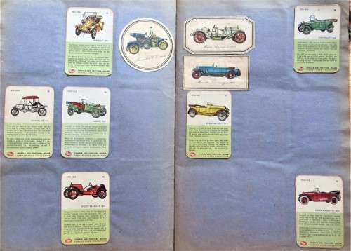 Collection of Vintage Car Cards in scrapbook - see pics 1 bid for all