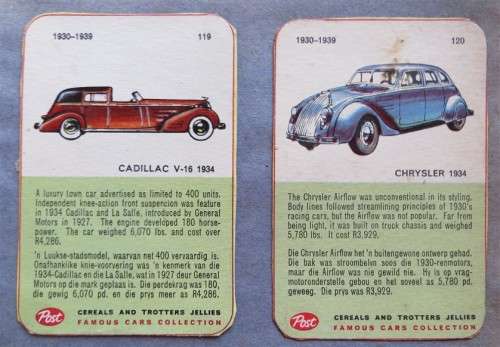Collection of Vintage Car Cards in scrapbook - see pics 1 bid for all