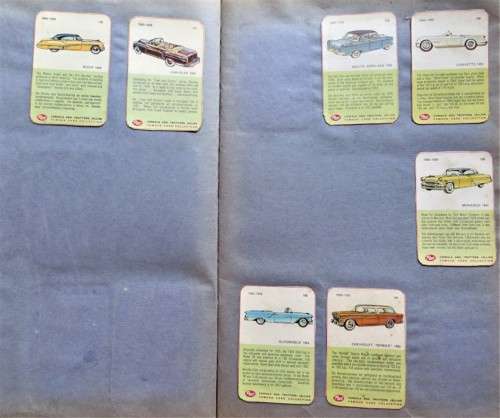 Collection of Vintage Car Cards in scrapbook - see pics 1 bid for all