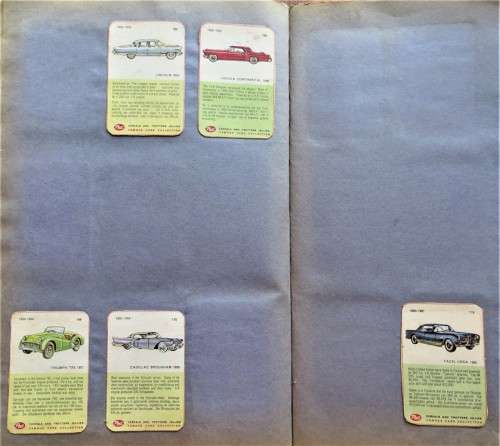 Collection of Vintage Car Cards in scrapbook - see pics 1 bid for all