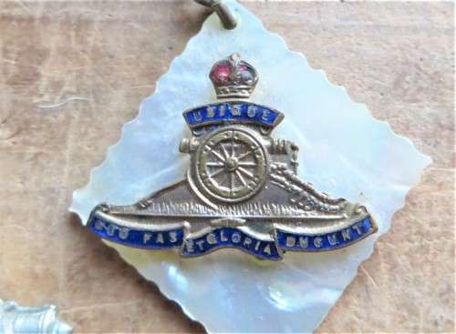 2 x Artillery Badges - Horse Artillery Cap & pin + Mother of pearl badge - 1 Bid