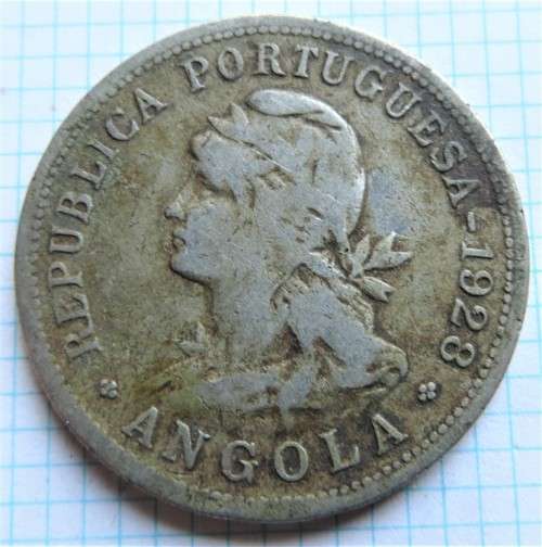 1928 Angola 50 Centavos Coin - scarce