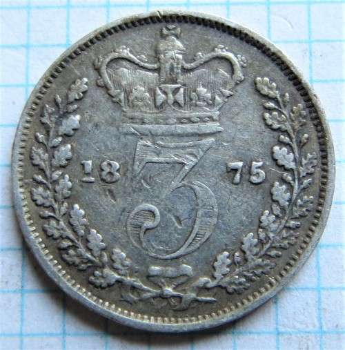 1875 GB Silver **Scarce** 3d Coin