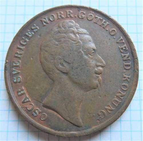 1847 Sweden 1 Skilling Coin