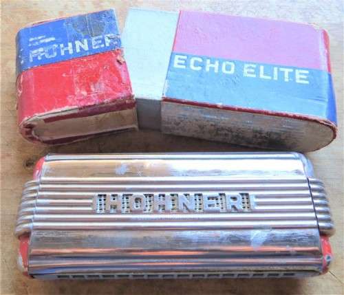 Vintage Hohner Echo Elite double sided Harmonica With Box - Made in Germany