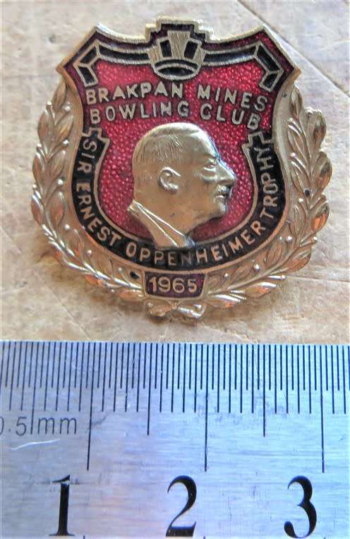 1965 Sir Ernest Oppenheimer Trphy Brakpan Mines Bowling Badge