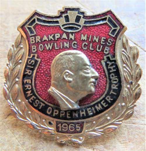 1965 Sir Ernest Oppenheimer Trphy Brakpan Mines Bowling Badge