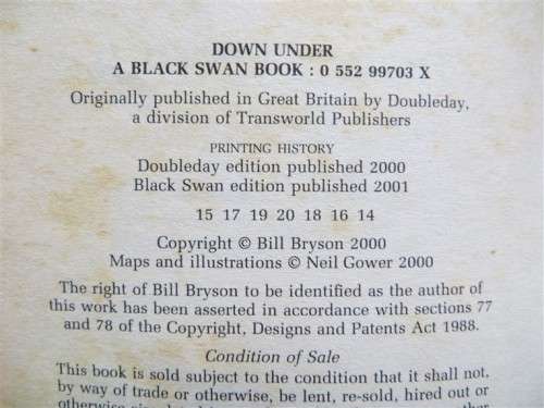 3 X BILL BRYSON BOOKS - Thunderbolt Kid + Down Under + Small Island- All 3 for 1 Bid