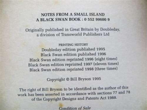 3 X BILL BRYSON BOOKS - Thunderbolt Kid + Down Under + Small Island- All 3 for 1 Bid