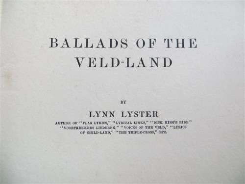 Ballads of the Veld-Land - Lynn Lyster Authors Copy - Signed by Author - 1st Edition