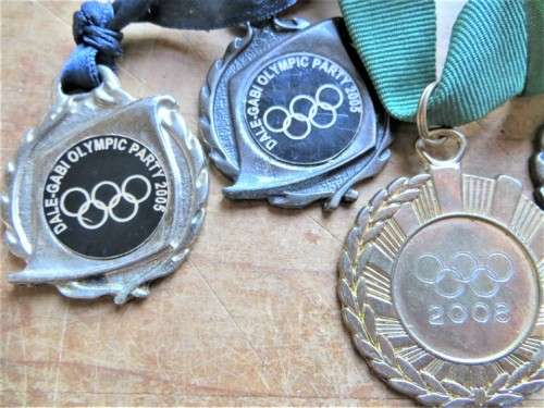 4 x Olympic theme medals with ribbons - All for 1 Bid