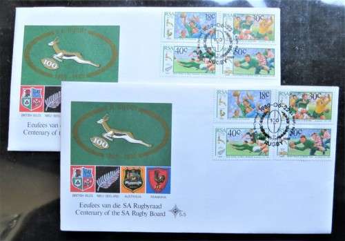 SA Rugby Board Centenary FDC`s + Stamps