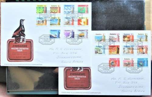 Zimbabwe First Day covers with full 2nd Definitive Set