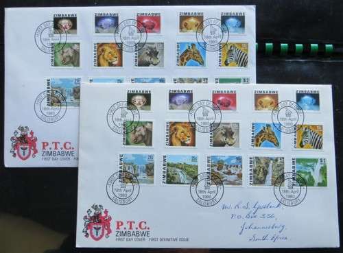 2 x Zimbabwe First Day covers with full Definitive Set