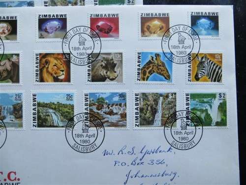 2 x Zimbabwe First Day covers with full Definitive Set