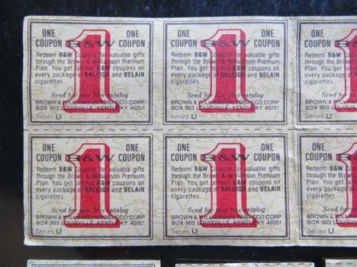 20 x B&W Coupons - Cigarette Coupons for Gifts & Card Albums/Catalogues