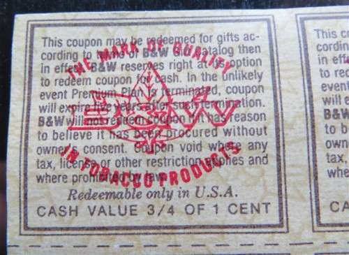 20 x B&W Coupons - Cigarette Coupons for Gifts & Card Albums/Catalogues