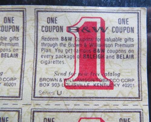 20 x B&W Coupons - Cigarette Coupons for Gifts & Card Albums/Catalogues