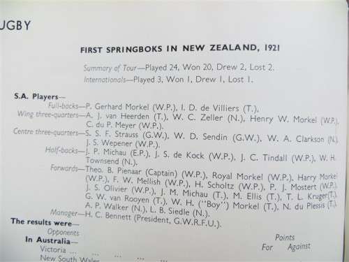 1888 - 1947 Springboks  Past & Present - 1947 Hardcover book All teams