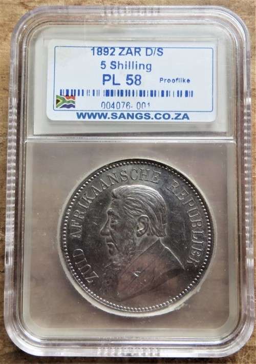 1892 ZAR Double Shaft 5 Shiilings PL58