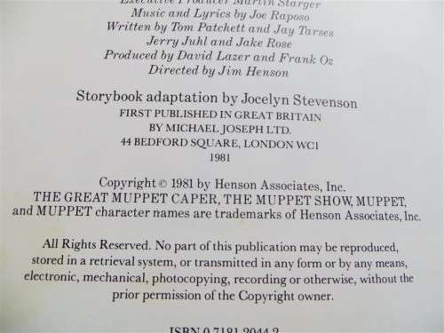 1981 The Great Muppet Caper - The Book of the Film - Hardcover