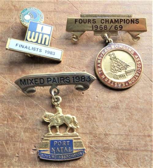 3 x BOWLS BADGES - PORT NATAL / EAST TRANSVAAL