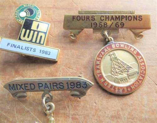 3 x BOWLS BADGES - PORT NATAL / EAST TRANSVAAL