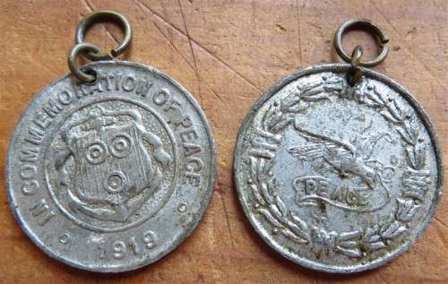 2 x 1919 Commemoration of Peace Medallions - 1 Bid for Both