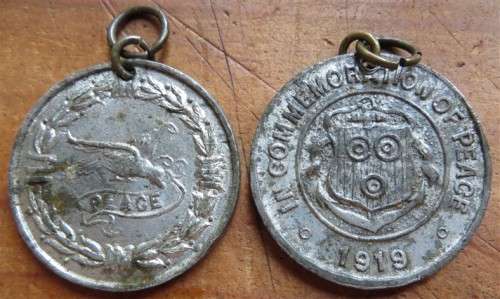 2 x 1919 Commemoration of Peace Medallions - 1 Bid for Both